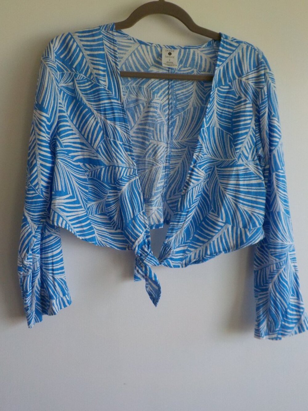 Shade & Shore Top Coverup - Small - Blue White Tropical Linen Blend (2x5)